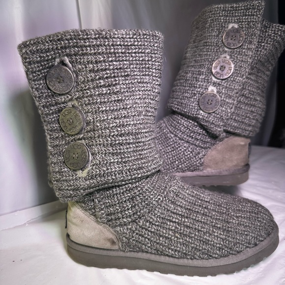 UGG Gray Knit Heeled Boots - Picture 3 of 14